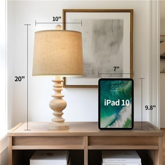 BOBOMOMO Tradition 20.5" Rustic Table Lamp Set of 2 for Living Room Farmhouse - Picture 5 of 7